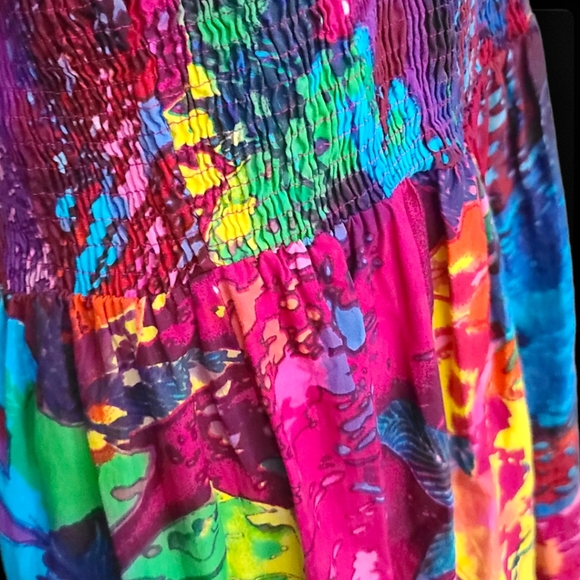 Metropolitan Midi Colorful Button Strap Stretch Ruffle Plus Size Dress 1X - Picture 10 of 12